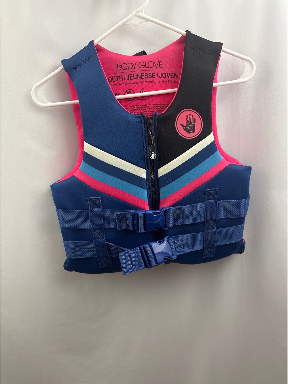 Body Glove Youth Girls Life Jacket Vest 55-88 lbs Blue Pink